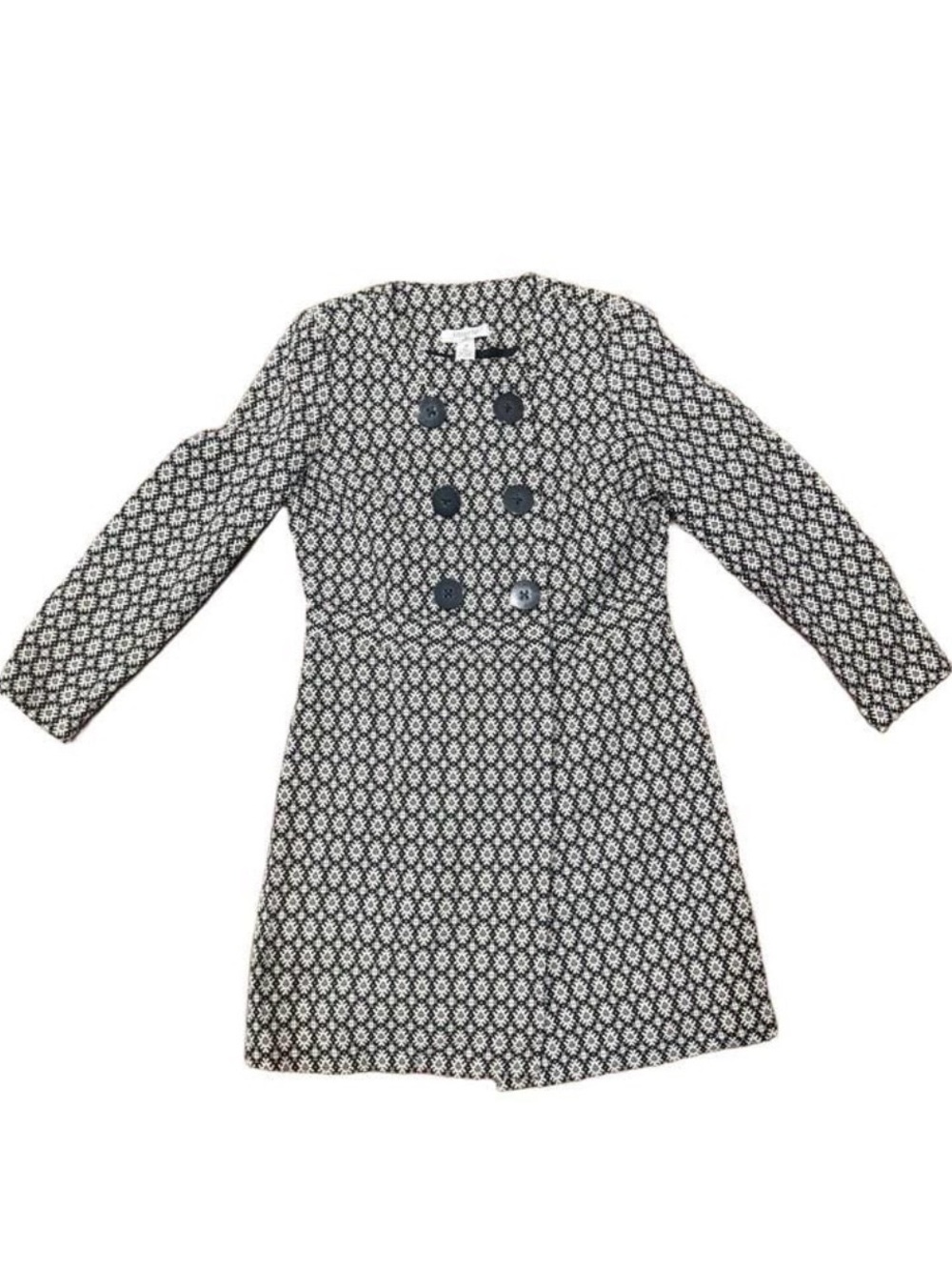 liberty Black & White Patterned Double-Breasted Dress Coat